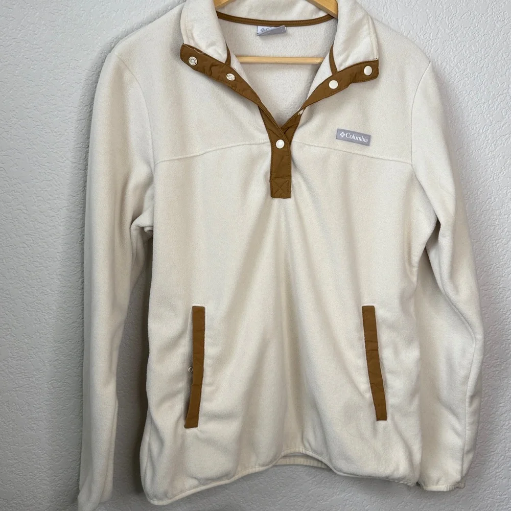 Columbia Fleece Pullover Cream Tan size Medium - Picture 2 of 11